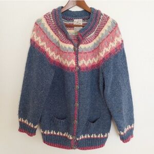 Vintage Tundra Button Down Fair Isle Cardigan Size Medium